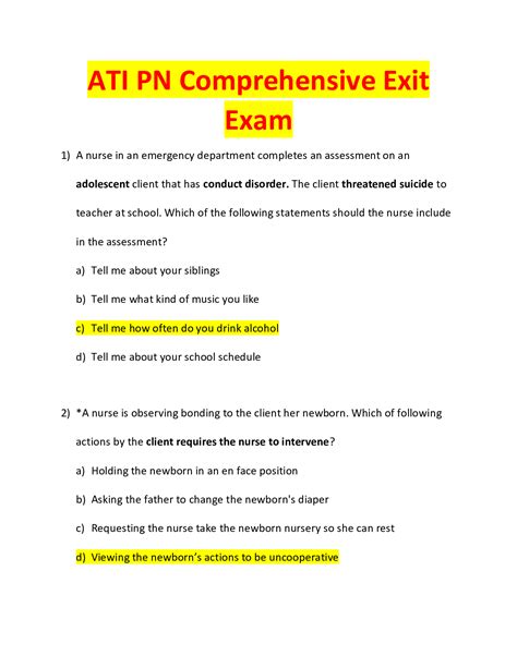 ATI RN COMPREHENSIVE EXIT EXAM QUIZLET 2022. . Ati pn comprehensive exit exam 2022 quizlet